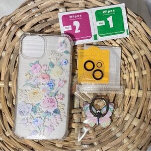 Roseparrot Pastel Peony Phone Case and Butterfly‎ Ring Holder